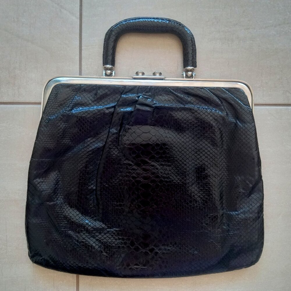 Vintage Modell Gold Pfeil Black Purse Faux Crocodile